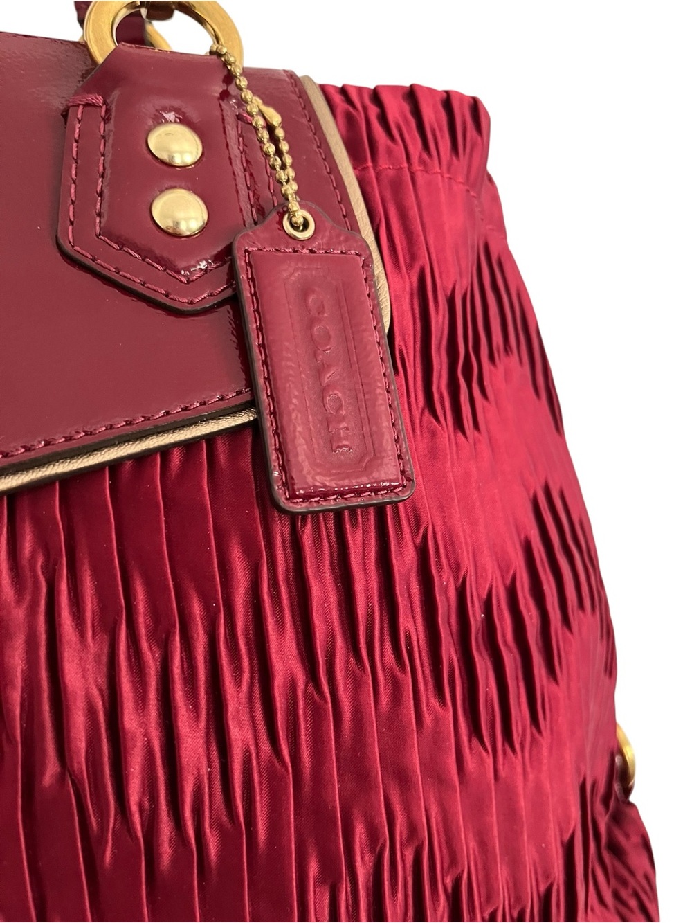 Coach F20050 Ashley Gathered Satin Carryall Satchel Bordeaux NWOT - Picture 6 of 15